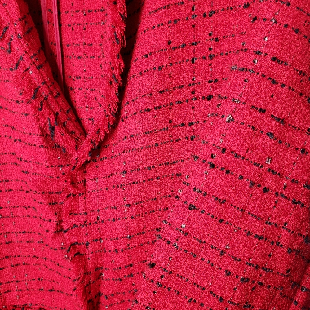 Worthington Womens Blazer Open Front Tweed Red & Black Plus Size XXL Jacket - Picture 9 of 16